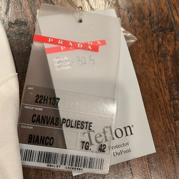 NWT Prada white pants zip pockets up front with Teflon fabric protector size 30 - Picture 3 of 13